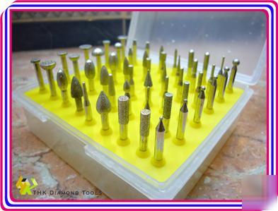 50PCS diamond coated rotary small burr mounted tipped