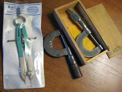 Lot of 3 tools 2 micrometers & 1 geo master 55600 germ.