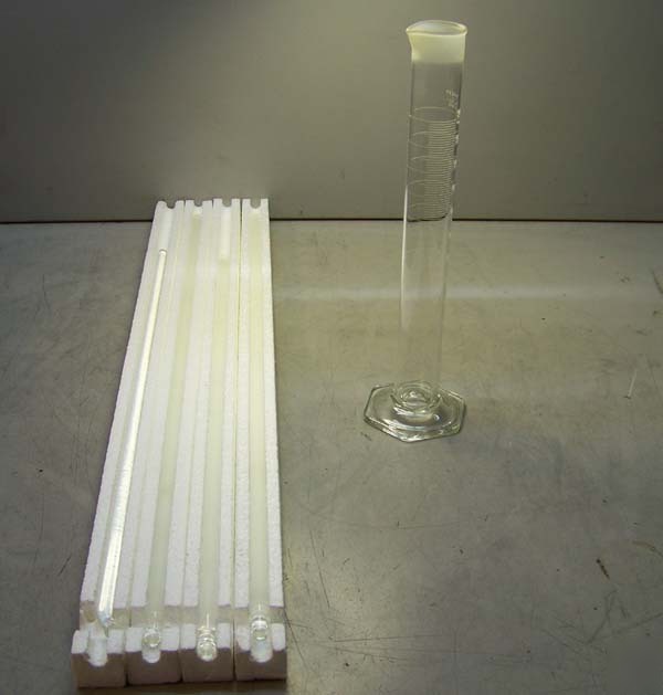 New 4X lab glass stirring rods + dripless grad cylinder