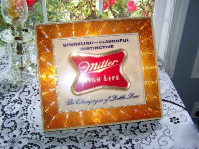 Vintage miller high life light up beer sign,old, nice