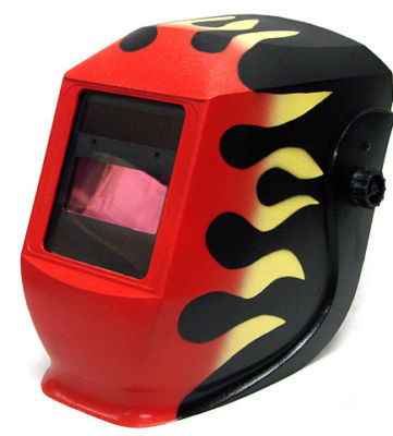 Flame solar powered auto darkening welding helmet arc