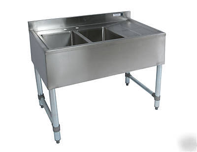 Commercial s/s underbar sink- 2 bowl-36