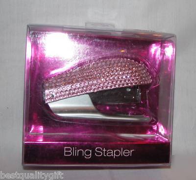 New cool,wild, girly pink diamond bling desk stapler- 