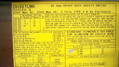 Stainless cutler hammer 30A DH361UWK disconnect safety 