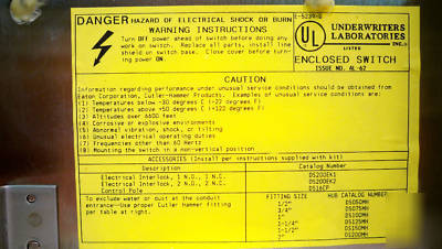 Stainless cutler hammer 30A DH361UWK disconnect safety 