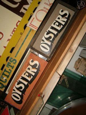 â€œoystersâ€ sign: pro handmade&painted, 11X5Â½, solid fir