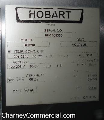 Hobart blast chiller hqc-90 cooler pizza bakery dough