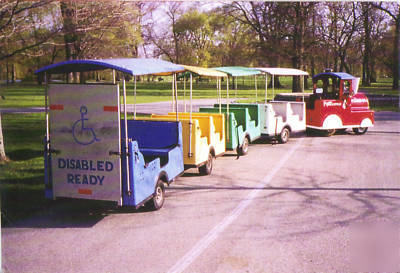 Trackless train for sale w/ wheelchair accessbl. car 