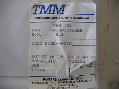 Rogers rt/duroid & tmm high frequency laminates 