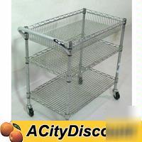 Used multi purpose 3 shelf wire mobile utility cart