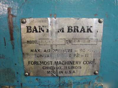 Bantam 12 ton pneumatic press brake 16GA 60