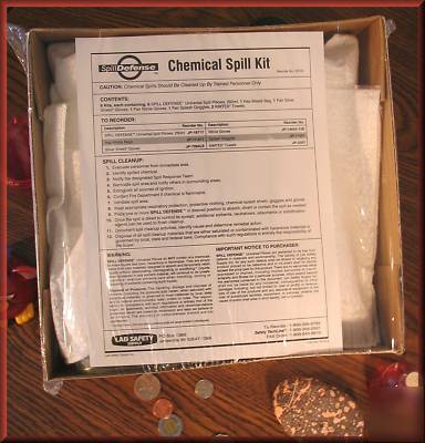 Safety chemical spill kits,box,6 kits,goggles,instruc