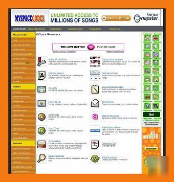 Myspace resources, codes, generators adsense website