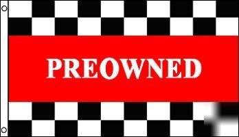 Preowned checkered flag 3X5' pre owned used car banner 
