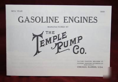 Temple pump co. engine manual & booklet hit & miss