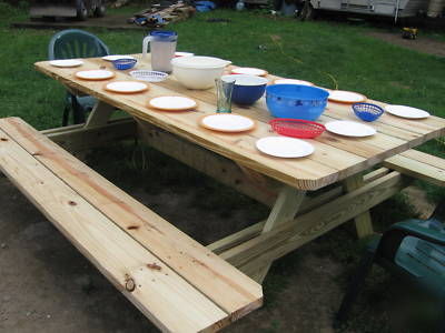 Wood picnic table ~ yard ~ reunions ~ bbq ~ campsite ~ 