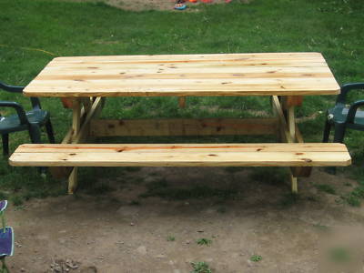 Wood picnic table ~ yard ~ reunions ~ bbq ~ campsite ~ 