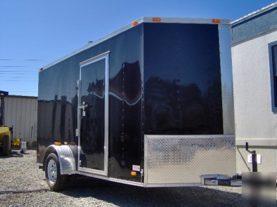 New 6X12 enclosed atv cargo motorcycle trailer black 