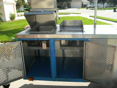 Custom built hot dog concession stand cart w/ griddle, 