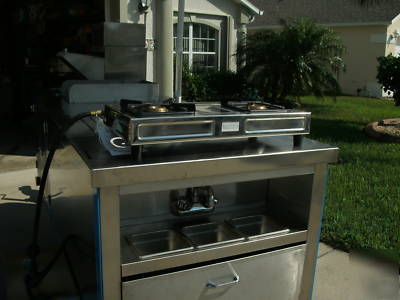 Custom built hot dog concession stand cart w/ griddle, 