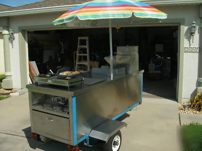 Custom built hot dog concession stand cart w/ griddle, 