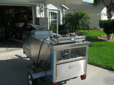 Custom built hot dog concession stand cart w/ griddle, 