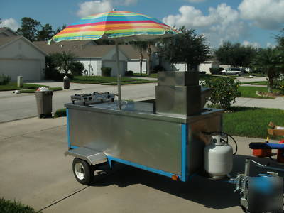 Custom built hot dog concession stand cart w/ griddle, 
