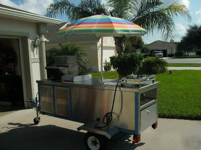 Custom built hot dog concession stand cart w/ griddle, 