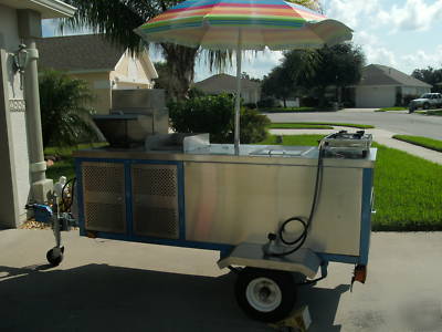 Custom built hot dog concession stand cart w/ griddle, 