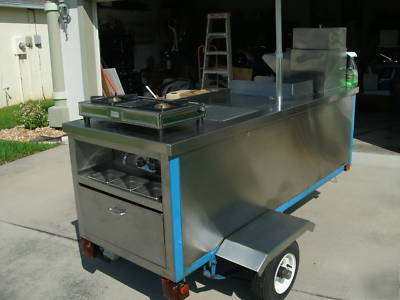 Custom built hot dog concession stand cart w/ griddle, 