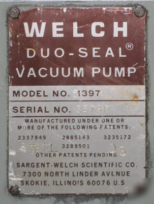 Welch duo seal #1397, vacuum pump 