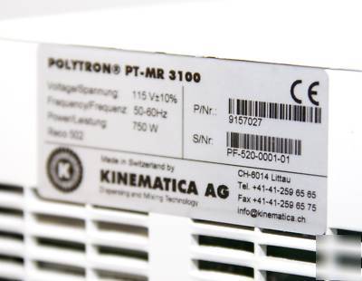 Kinematica polytron PT3100 homogenizer overhead stirrer