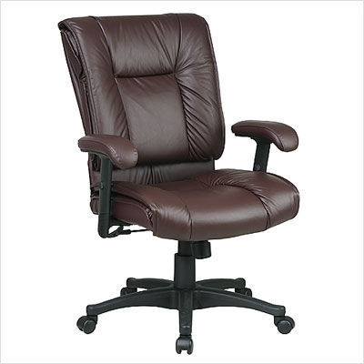 Mid back leather chair pillow seat leather: burgundy