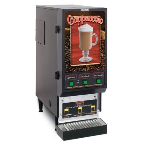 New bunn 3-flavor cappuccino/hot chocolate machine, 