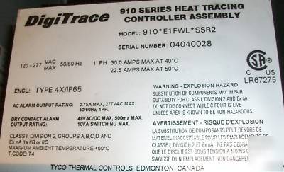 New digitrace 910 series heat trace controller 120-277V