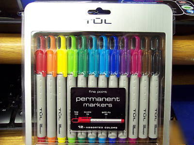 New (12) tul assorted colorspermanent markers- loop cap