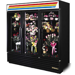 True gdm-72FC glass door merchandiser, floral case, thr