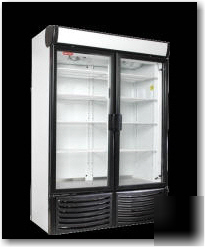 New 2-full door glass display cooler 36CU